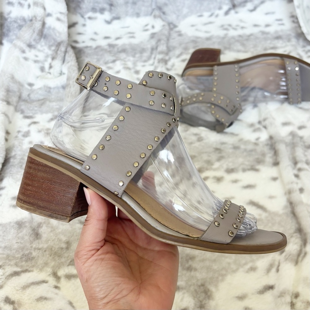 Steve Madden Gila Gray Studded Block Heel Sandals | Size 8.5 - Picture 5 of 14